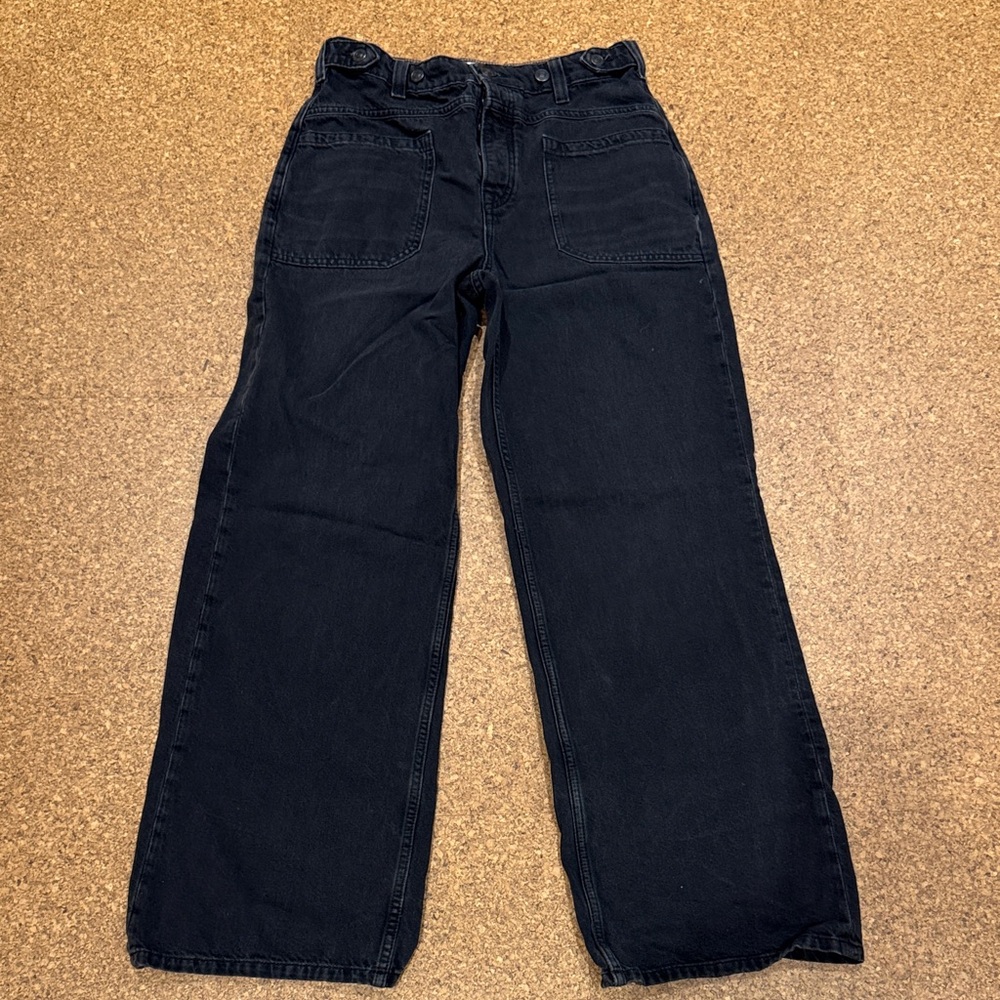 Free People Black High-Rise Wide Leg Jeans